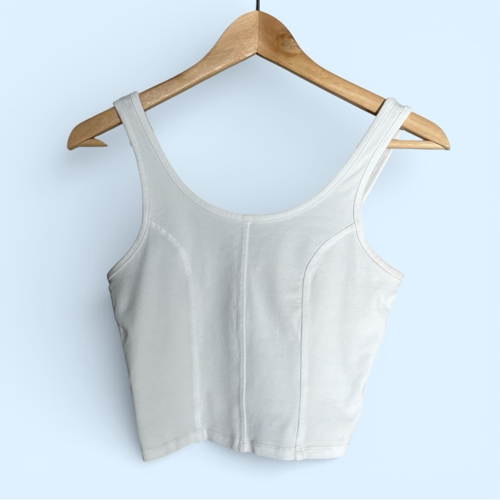 Levi's White Sleeveless Corset Cropped Tank Top